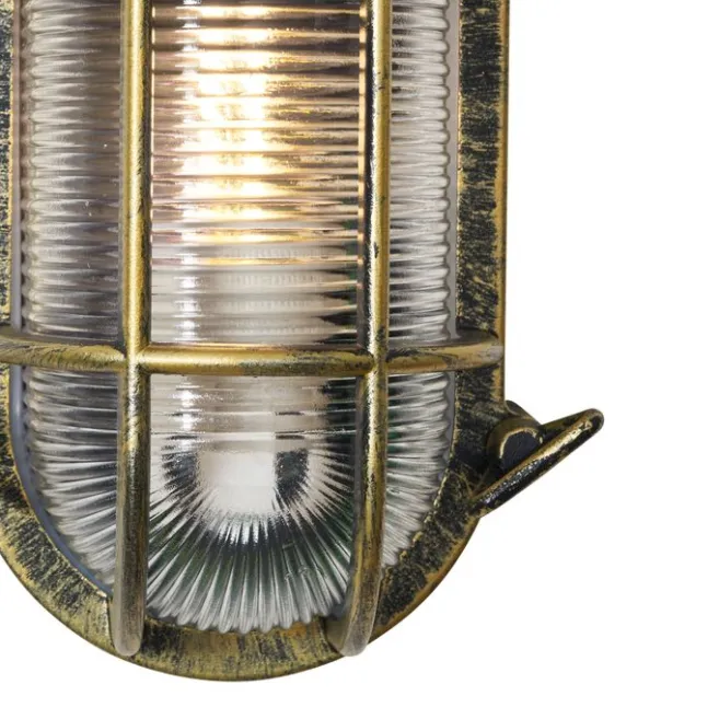 QAZQA Außenwand- und Deckenleuchte Antikgold Oval IP44 - Noutica