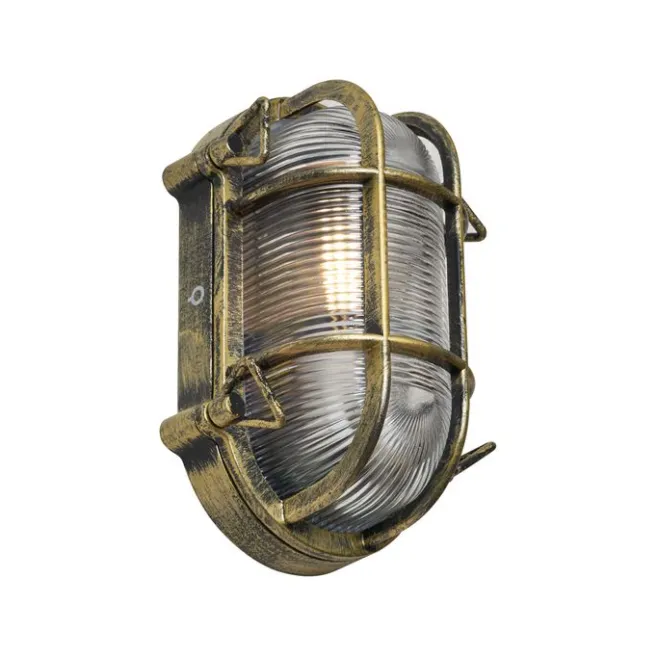 QAZQA Außenwand- und Deckenleuchte Antikgold Oval IP44 - Noutica