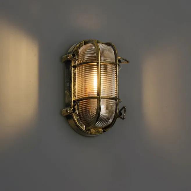 QAZQA Außenwand- und Deckenleuchte Antikgold Oval IP44 - Noutica