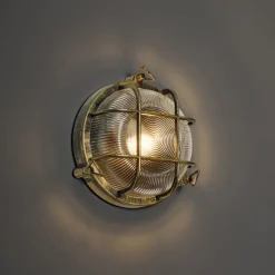 QAZQA Außenwand- und Deckenleuchte Antikgold Rund IP44 - Noutica