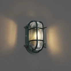 QAZQA Außenwand- und Deckenleuchte Dunkelgrün Oval IP44 - Noutica