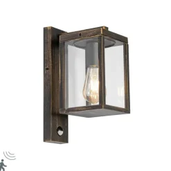 QAZQA Außenwandlaterne Antikgold mit Bewegungssensor IP44 - Charlois