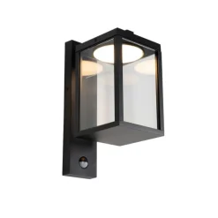 QAZQA Außenwandlaterne schwarz inkl. LED-Bewegungsmelder - Ferdinand