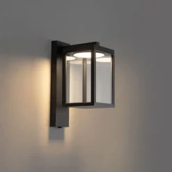 QAZQA Außenwandlaterne schwarz inkl. LED und Dämmerungssensor - Ferdinand