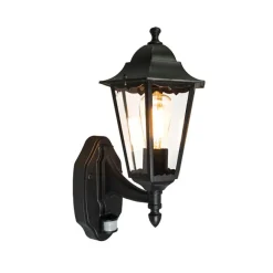 QAZQA Außenwandlaterne schwarz mit Bewegungssensor IP44 - New Orleans Up