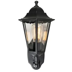 QAZQA Außenwandlaterne schwarz mit Bewegungssensor IP44 - New Orleans Up