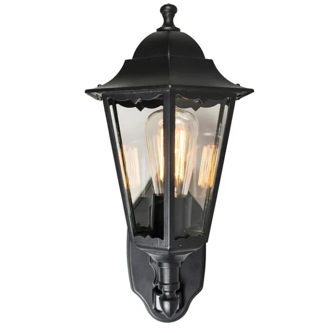 QAZQA Außenwandlaterne schwarz mit Bewegungssensor IP44 - New Orleans Up