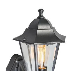 QAZQA Außenwandlaterne schwarz mit Bewegungssensor IP44 - New Orleans Up
