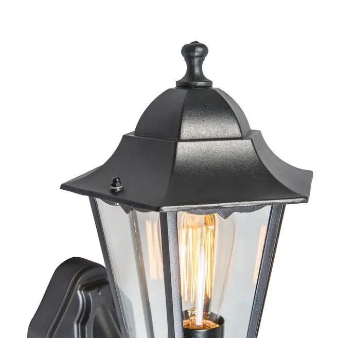 QAZQA Außenwandlaterne schwarz mit Bewegungssensor IP44 - New Orleans Up