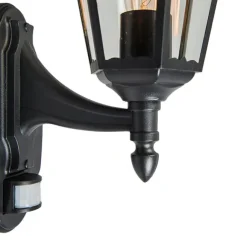 QAZQA Außenwandlaterne schwarz mit Bewegungssensor IP44 - New Orleans Up