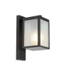 QAZQA Außenwandlaterne schwarz mit geripptem Glas IP44 - Charlois