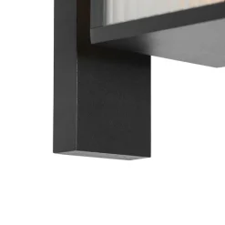 QAZQA Außenwandlaterne schwarz mit geripptem Glas IP44 - Charlois