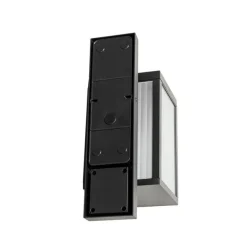 QAZQA Außenwandlaterne schwarz mit geripptem Glas IP44 - Charlois