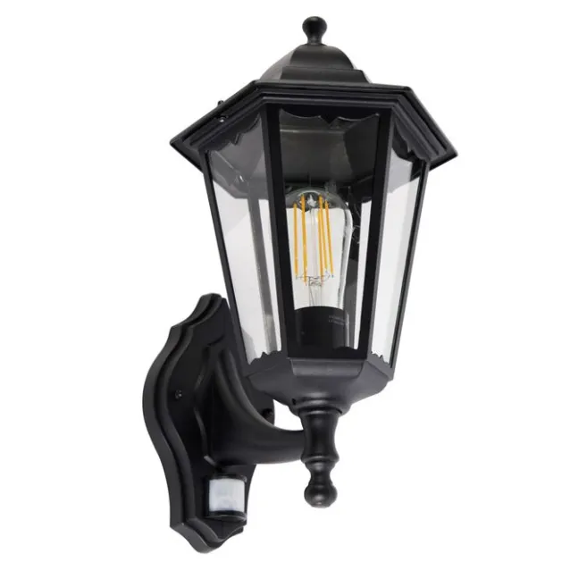 QAZQA Außenwandlaterne schwarz mit Bewegungssensor IP44 - Havanna