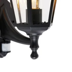 QAZQA Außenwandlaterne schwarz mit Bewegungssensor IP44 - Havanna