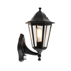 QAZQA Außenwandlaterne schwarz mit Bewegungssensor IP44 - Havanna