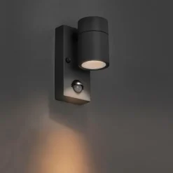 QAZQA Außenwandleuchte Anthrazit IP44 mit Bewegungssensor - Solo