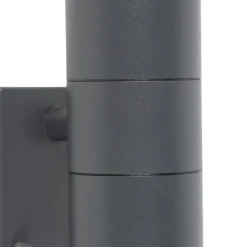 QAZQA Außenwandleuchte Anthrazit 2-flammig IP44 mit Bewegungsmelder - Duo