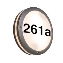 QAZQA Außenwandleuchte anthrazit mit Hausnummer IP54 - Glow