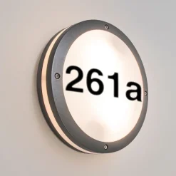 QAZQA Außenwandleuchte anthrazit mit Hausnummer IP54 - Glow