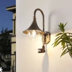 QAZQA Außenwandleuchte antikgold IP44 inkl. Bewegungsmelder - Daphne