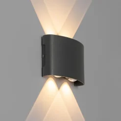 QAZQA Außenwandleuchte dunkelgrau inkl. LED 4-flammig IP54 - Silly