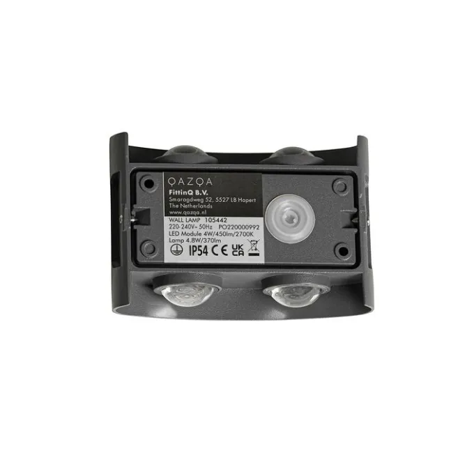 QAZQA Außenwandleuchte dunkelgrau inkl. LED 4-flammig IP54 - Silly