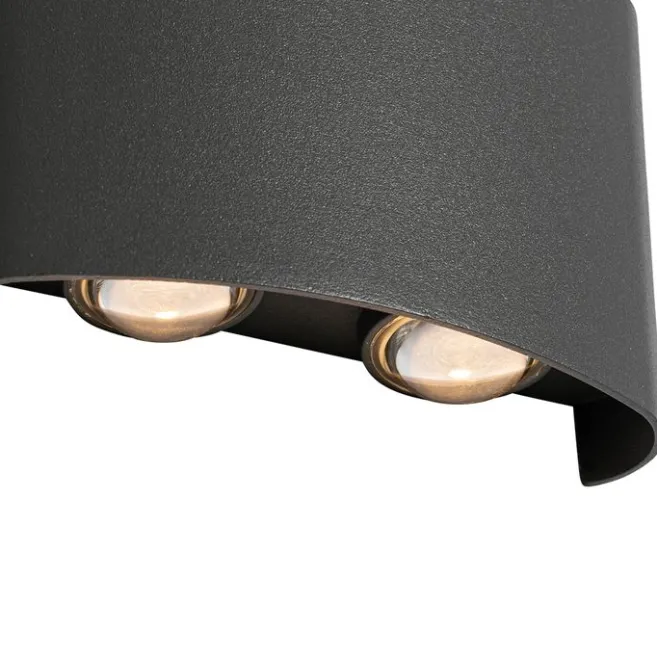 QAZQA Außenwandleuchte dunkelgrau inkl. LED 4-flammig IP54 - Silly
