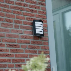 QAZQA Außenwandleuchte schwarz IP44 mit Hell-Dunkel-Sensor - Miro