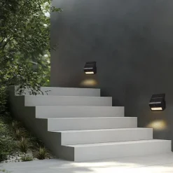 QAZQA Außenwandleuchte schwarz inkl. LED IP54 mit Bewegungssensor Solar - Floody