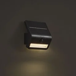 QAZQA Außenwandleuchte schwarz inkl. LED IP54 mit Bewegungssensor Solar - Floody