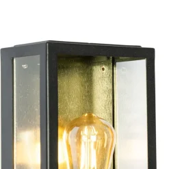 QAZQA Außenwandleuchte schwarz mit Gold und Bewegungsmelder - Rotterdam