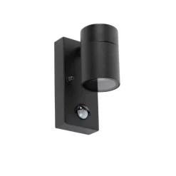 QAZQA Außenwandleuchte schwarz mit Bewegungsmelder IP44 - Solo