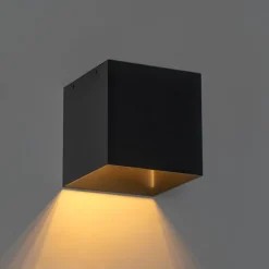 QAZQA Außenwandleuchte schwarz mit Abblendlicht und Sensor auf Solar - Charlotte