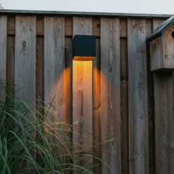 QAZQA Außenwandleuchte schwarz mit Abblendlicht und Sensor auf Solar - Charlotte