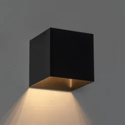 QAZQA Außenwandleuchte schwarz mit Abblendlicht und Sensor auf Solar - Charlotte