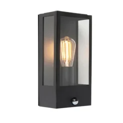 QAZQA Außenwandleuchte schwarz mit Bewegungsmelder IP44 - Rotterdam 1