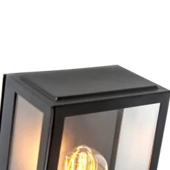 QAZQA Außenwandleuchte schwarz mit Bewegungsmelder IP44 - Rotterdam 1