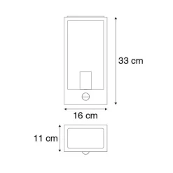 QAZQA Außenwandleuchte schwarz mit Bewegungsmelder IP44 - Rotterdam 1