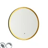 QAZQA Badezimmerspiegel schwarz mit Gold inkl. LED und Touchdimmer - Pim
