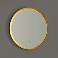 QAZQA Badezimmerspiegel schwarz mit Gold inkl. LED und Touchdimmer - Pim