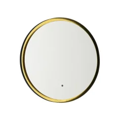 QAZQA Badezimmerspiegel schwarz mit Gold inkl. LED und Touchdimmer - Pim