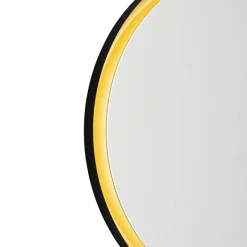 QAZQA Badezimmerspiegel schwarz mit Gold inkl. LED und Touchdimmer - Pim