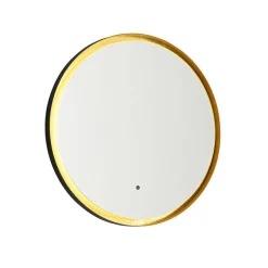 QAZQA Badezimmerspiegel schwarz mit Gold inkl. LED und Touchdimmer - Pim