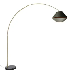 QAZQA Bogenlampe aus Messing mit schwarzem und doppeltem Samtschirm Grün - XXL