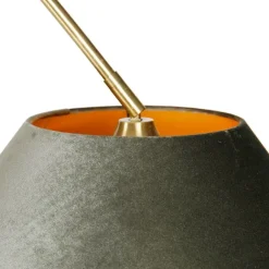 QAZQA Bogenlampe aus Messing mit schwarzem und doppeltem Samtschirm Grün - XXL