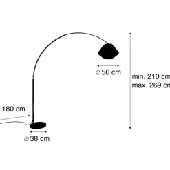 QAZQA Bogenlampe aus Messing mit doppeltem, weißem Samtschirm, Blattdesign und Beige - XXL