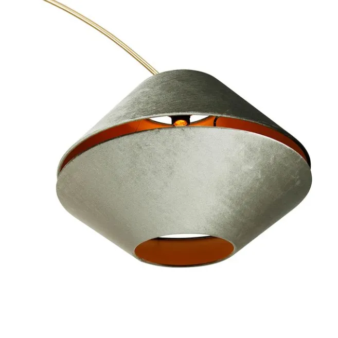 QAZQA Bogenlampe aus Messing mit weißem und doppeltem Samtschirm Grün - XXL