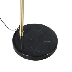 QAZQA Bogenlampe aus Messing mit doppeltem Samtschirm Blattdesign und Beige - XXL