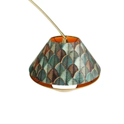 QAZQA Bogenlampe aus Messing mit doppeltem Samtschirm Blattdesign und Beige - XXL